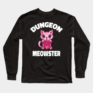 Dungeon Meowster Cat Tabletop Polyhedral Long Sleeve T-Shirt